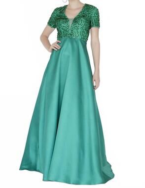 NEW JOSH & JAZZ embellished mikado prom dress in emerald
